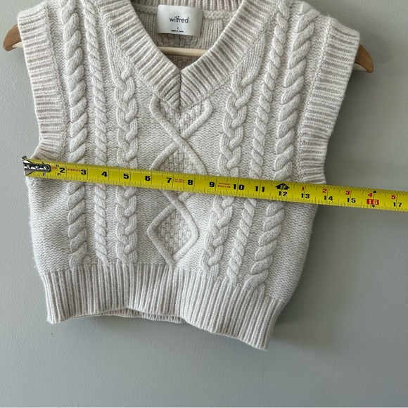 SOLD - Aritzia Wilfred Alps Vest Wool Cropped Knit Vest Size Small Beige - Picture 7 of 7